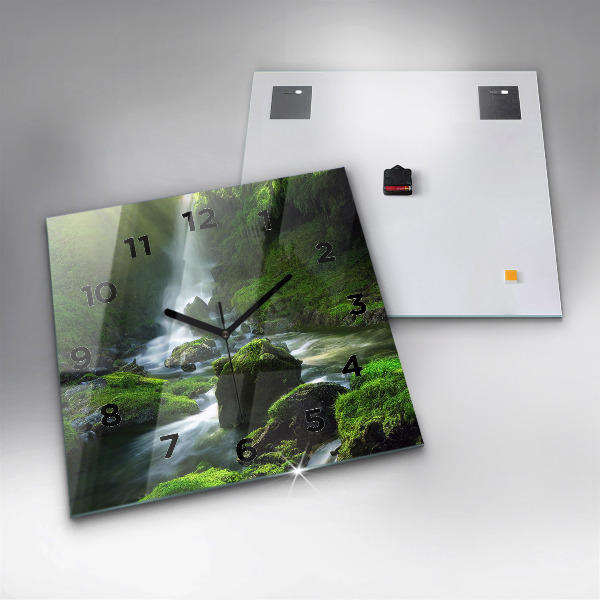 Szögletes fali üvegóra Vízesés és sziklák