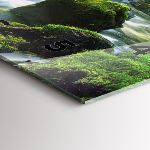 Szögletes fali üvegóra Vízesés és sziklák