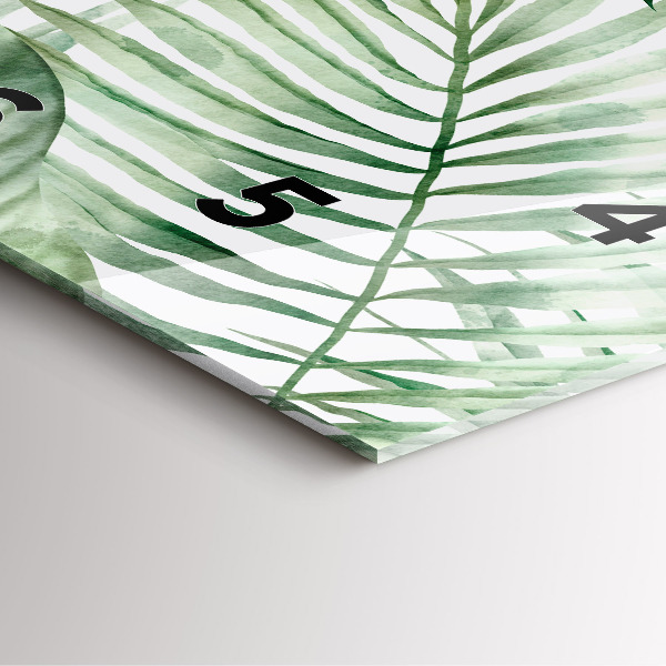 Szögletes fali üvegóra Festett növényi levelek