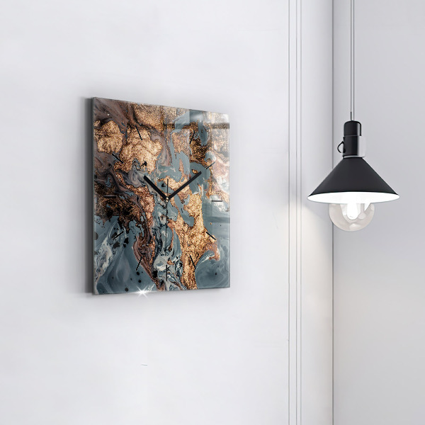 Szögletes fali üvegóra Márvány arany absztrakt