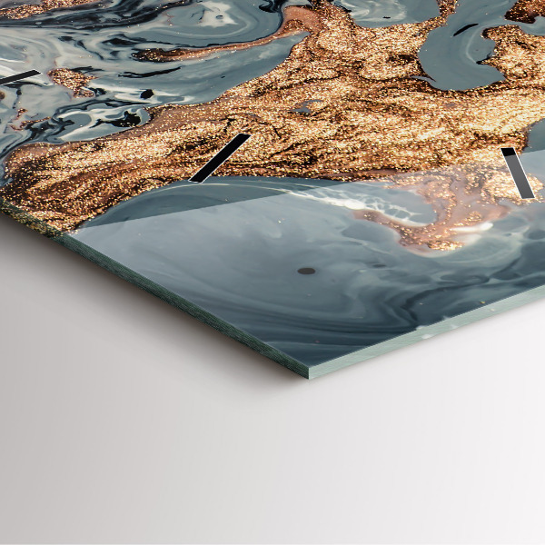 Szögletes fali üvegóra Márvány arany absztrakt