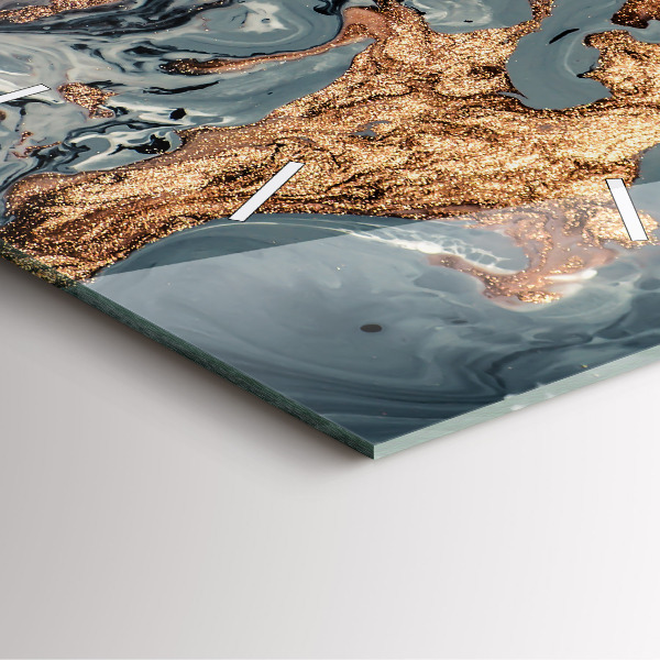 Szögletes fali üvegóra Márvány arany absztrakt