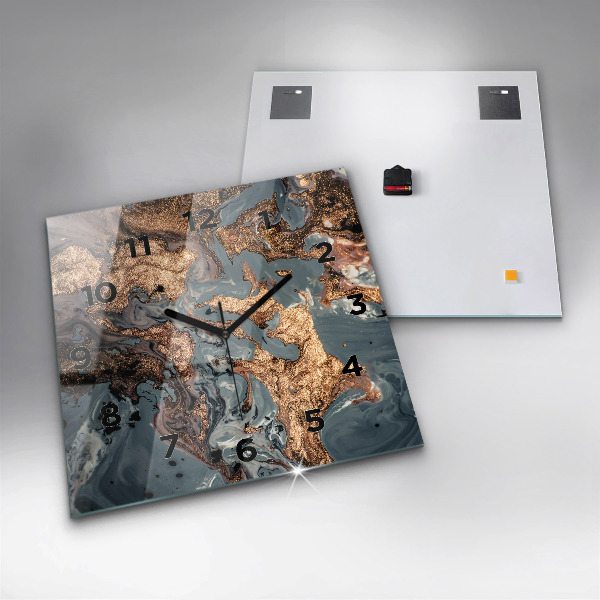 Szögletes fali üvegóra Márvány arany absztrakt