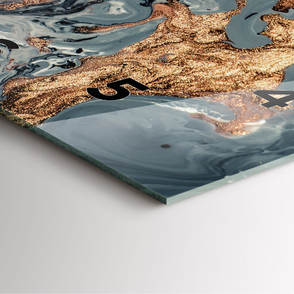 Szögletes fali üvegóra Márvány arany absztrakt