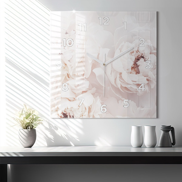 Szögletes fali üvegóra Bazsarózsa virágok