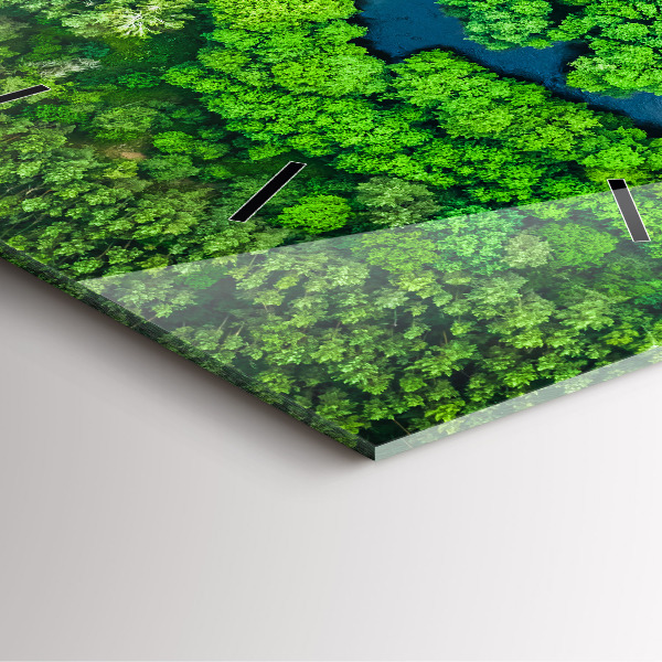 Szögletes fali üvegóra Folyó az erdőben