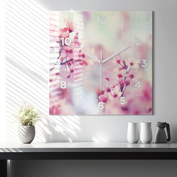 Szögletes fali üvegóra Tavaszi virágok