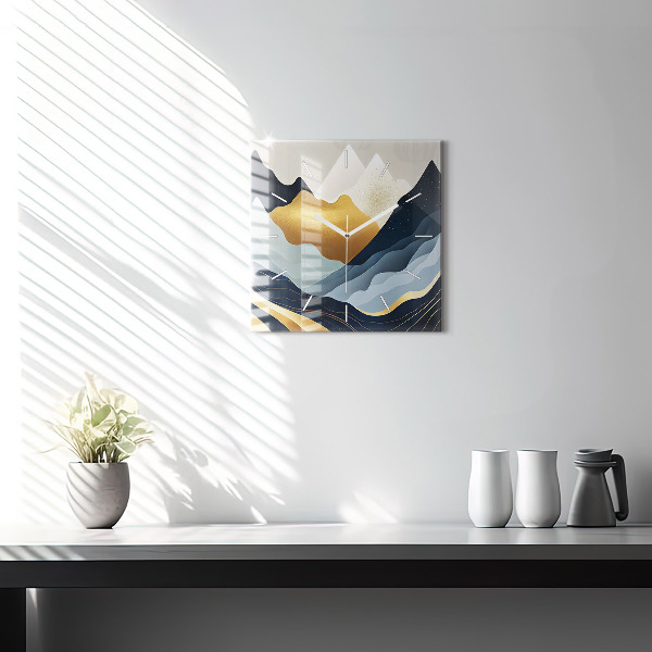 Szögletes fali üvegóra Absztrakt hegyek