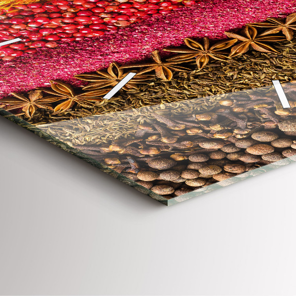 Szögletes fali üvegóra Fűszerek sorai