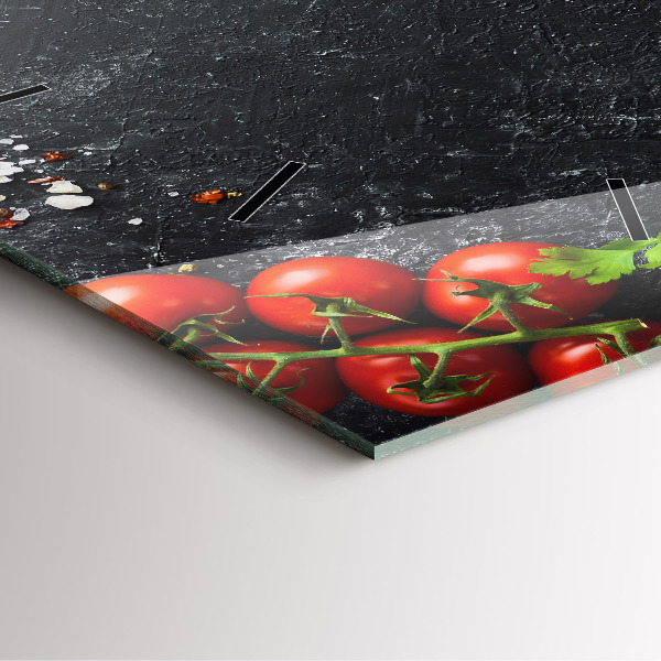 Szögletes fali üvegóra Zöldségek az asztalon