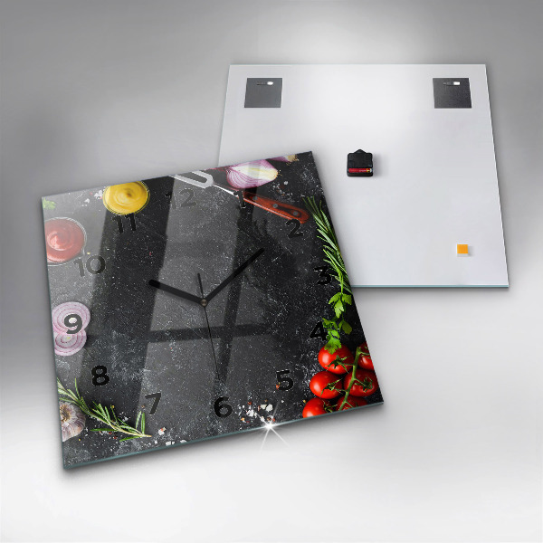 Szögletes fali üvegóra Zöldségek az asztalon
