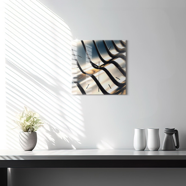 Szögletes fali üvegóra Ezüst mintás