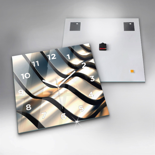 Szögletes fali üvegóra Ezüst mintás