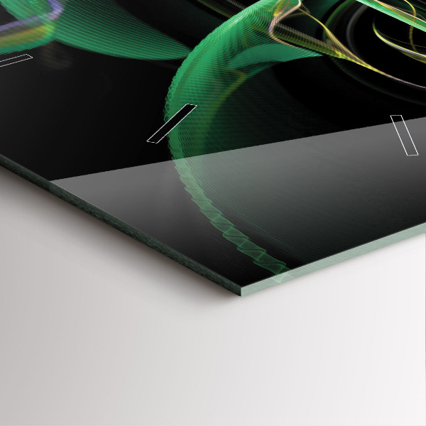 Szögletes fali üvegóra Zöld absztrakció