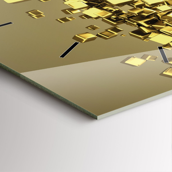 Szögletes fali üvegóra Arany négyzetek