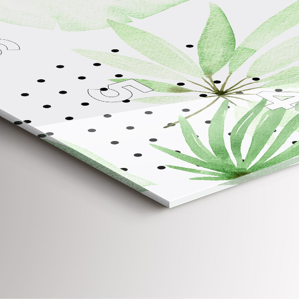 Szögletes fali üvegóra Zöld levelek