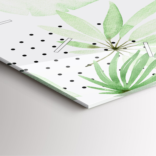 Szögletes fali üvegóra Zöld levelek