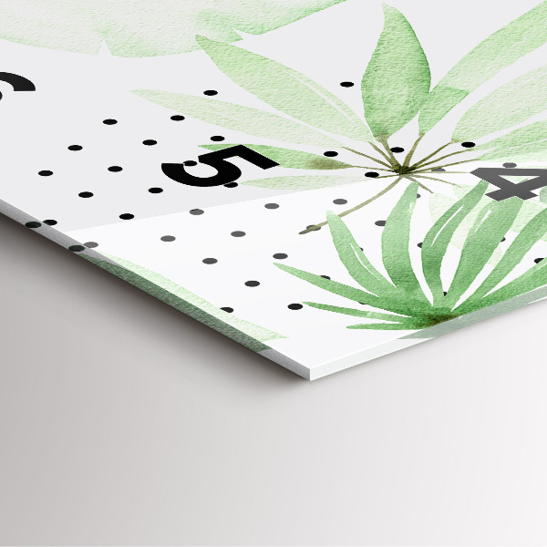 Szögletes fali üvegóra Zöld levelek