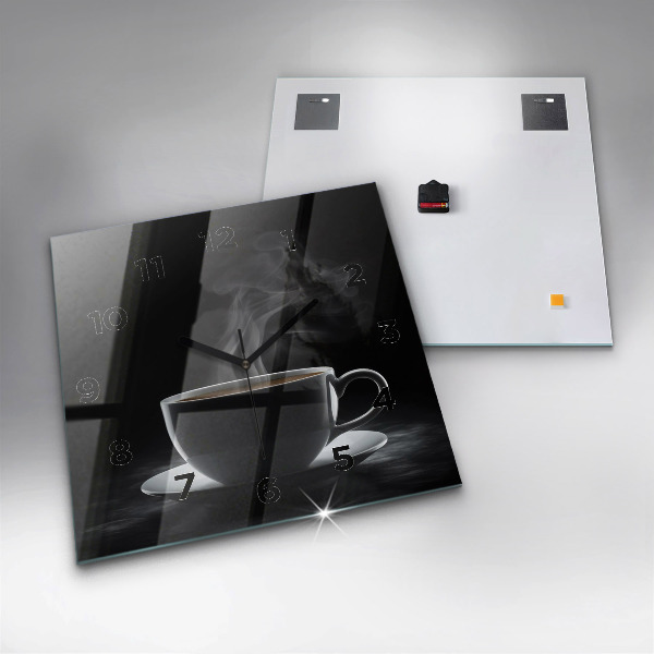 Szögletes fali üvegóra Egy csésze fekete kávé