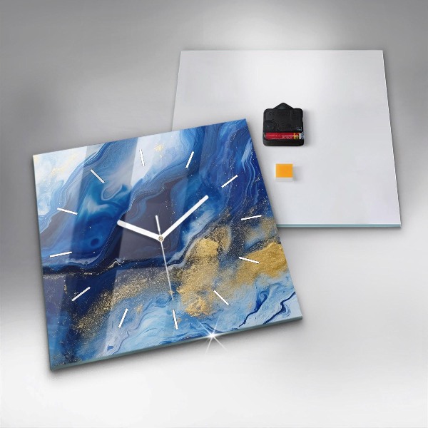Szögletes fali üvegóra Kék márvány