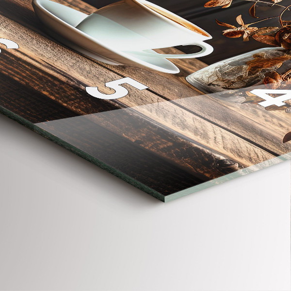 Szögletes fali üvegóra Egy csésze kávét