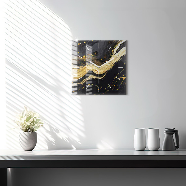 Szögletes fali üvegóra Arany márvány