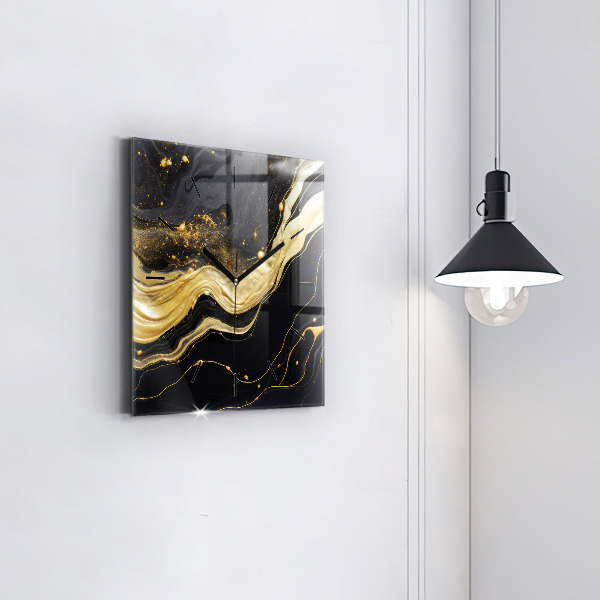 Szögletes fali üvegóra Arany márvány