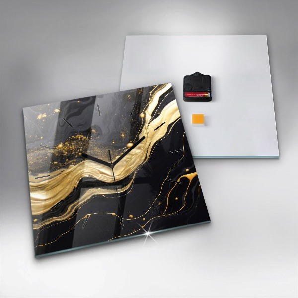 Szögletes fali üvegóra Arany márvány