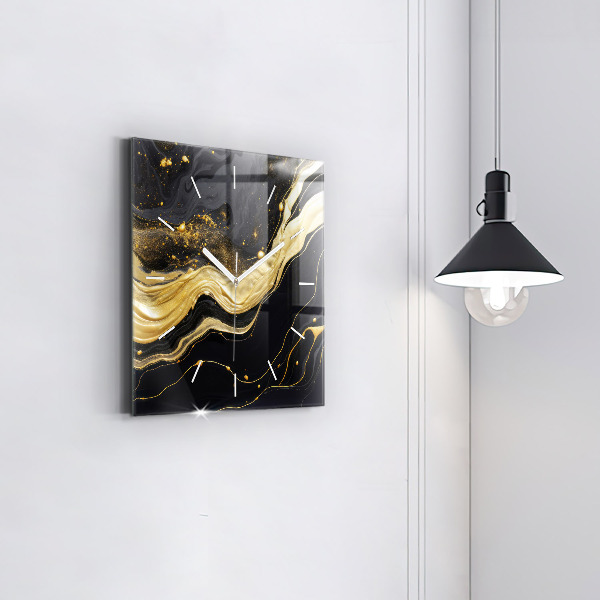 Szögletes fali üvegóra Arany márvány