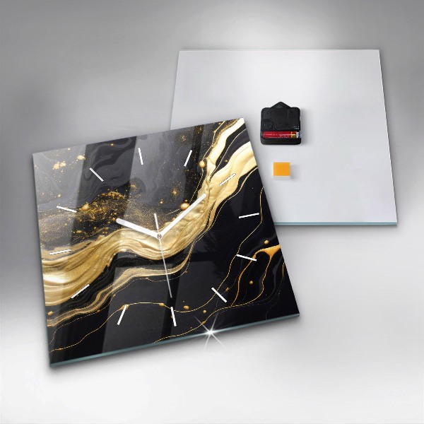 Szögletes fali üvegóra Arany márvány