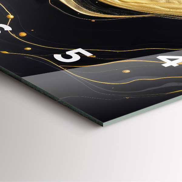 Szögletes fali üvegóra Arany márvány