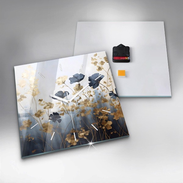 Szögletes fali üvegóra Absztrakt virágok