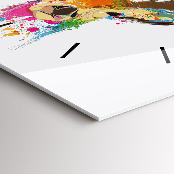 Szögletes fali üvegóra Színes szarvasfej