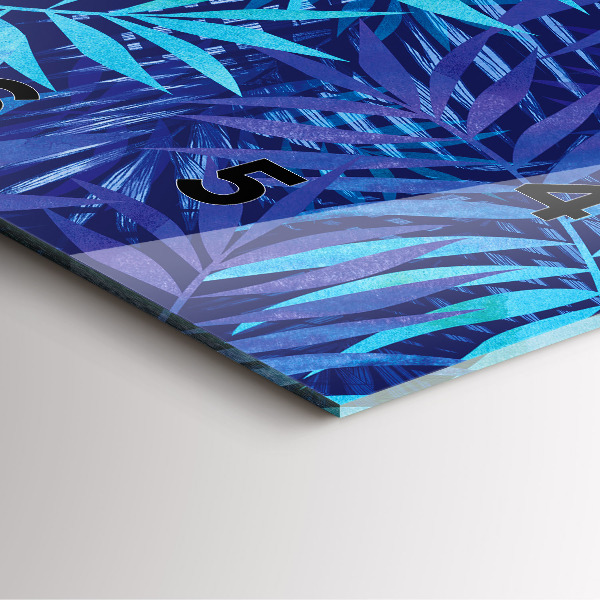 Szögletes fali üvegóra Kék levelek