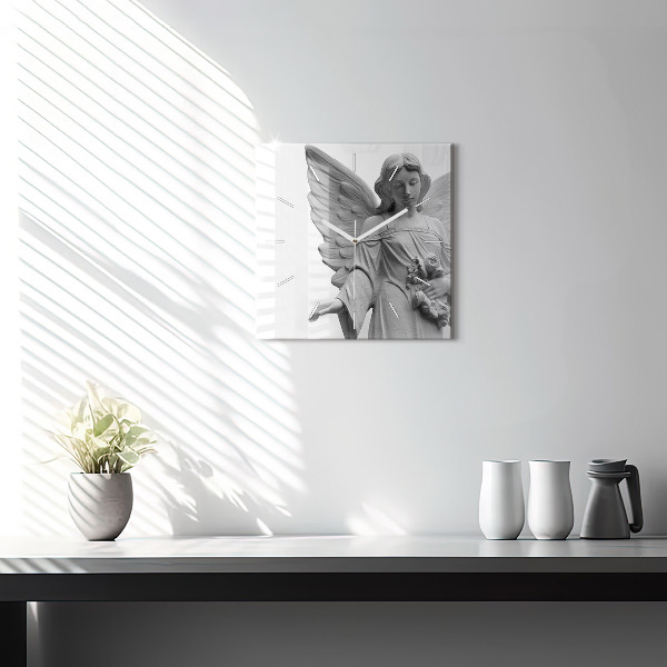 Szögletes fali üvegóra Öreg angyal szobor