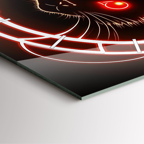 Szögletes fali üvegóra Vörös szemű macska