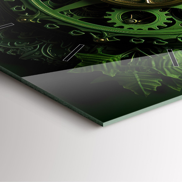 Szögletes fali üvegóra Zöld mechanizmus