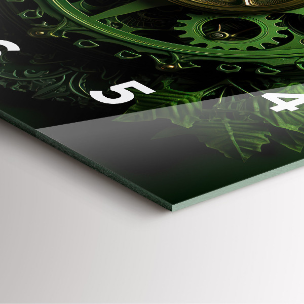 Szögletes fali üvegóra Zöld mechanizmus