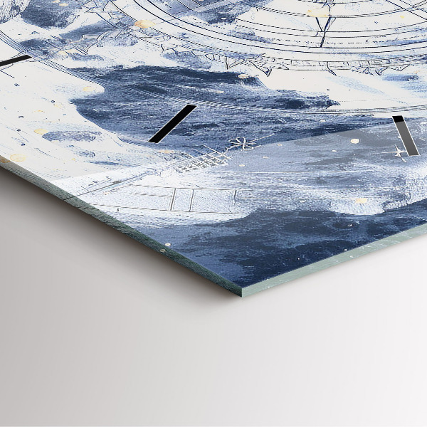 Szögletes fali üvegóra Kék rajzok