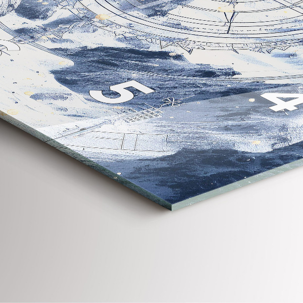 Szögletes fali üvegóra Kék rajzok