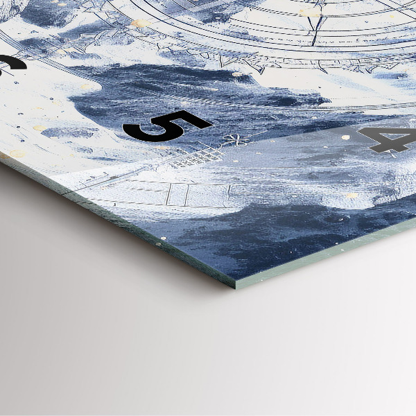 Szögletes fali üvegóra Kék rajzok