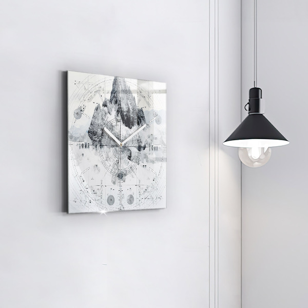 Szögletes fali üvegóra Rajzfilm hegyek