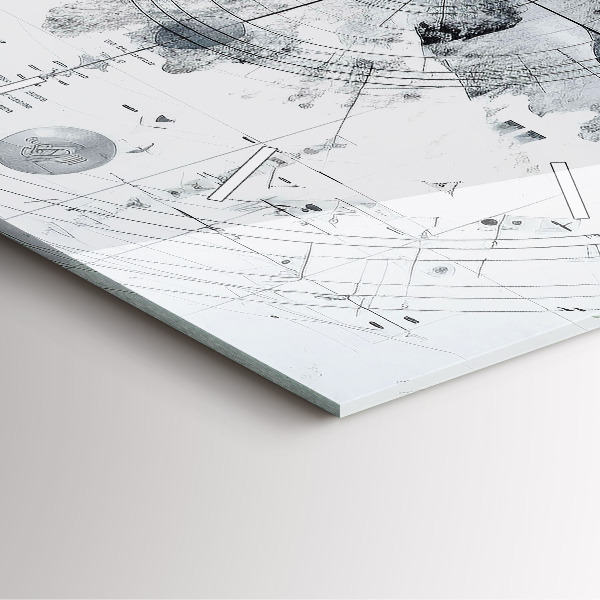 Szögletes fali üvegóra Rajzfilm hegyek