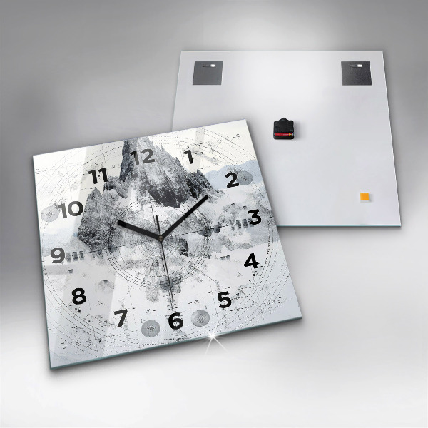 Szögletes fali üvegóra Rajzfilm hegyek