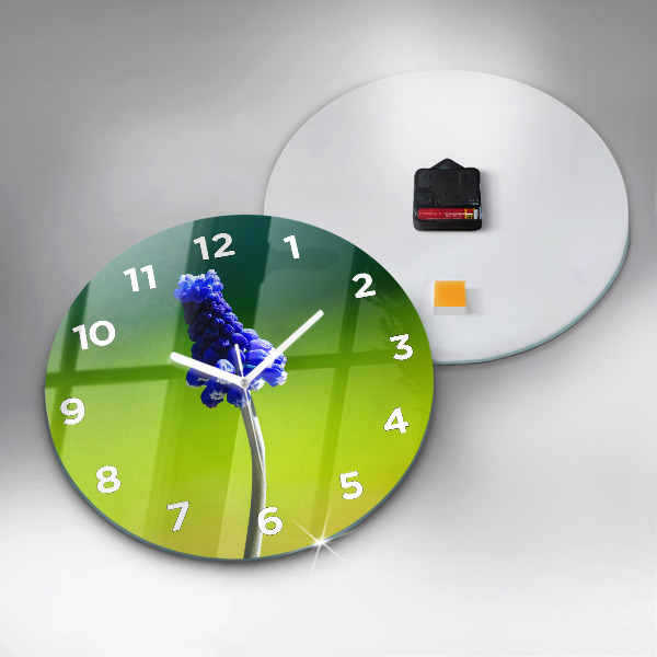 Kerek fali üvegóra Kék virágok