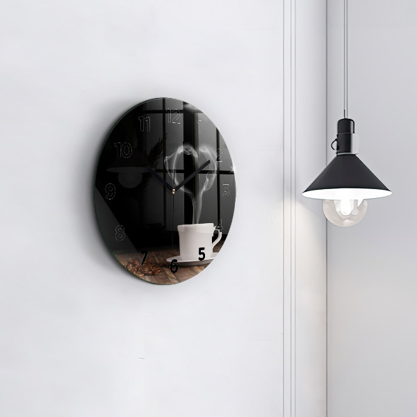 Kerek fali üvegóra Egy csésze forró kávé