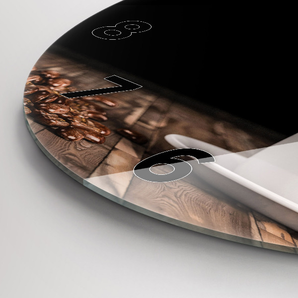 Kerek fali üvegóra Egy csésze forró kávé