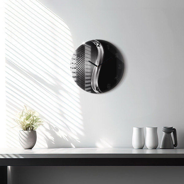 Kerek fali üvegóra Black metal absztrakció