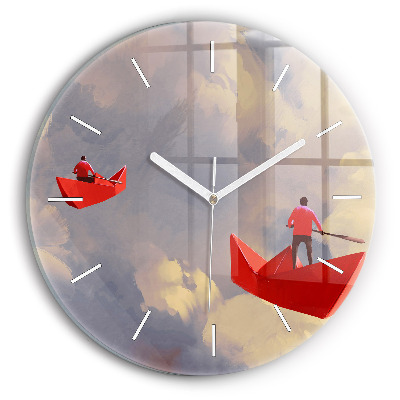 Kerek fali üvegóra Papírhajók