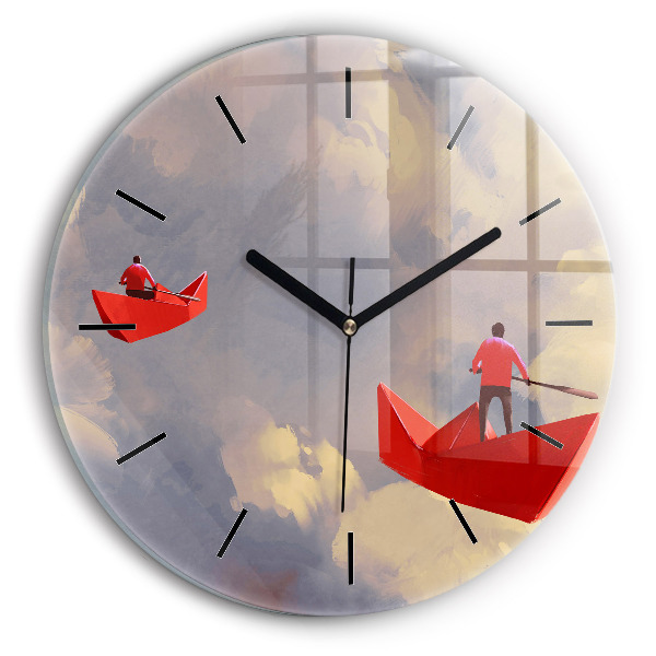 Kerek fali üvegóra Papírhajók